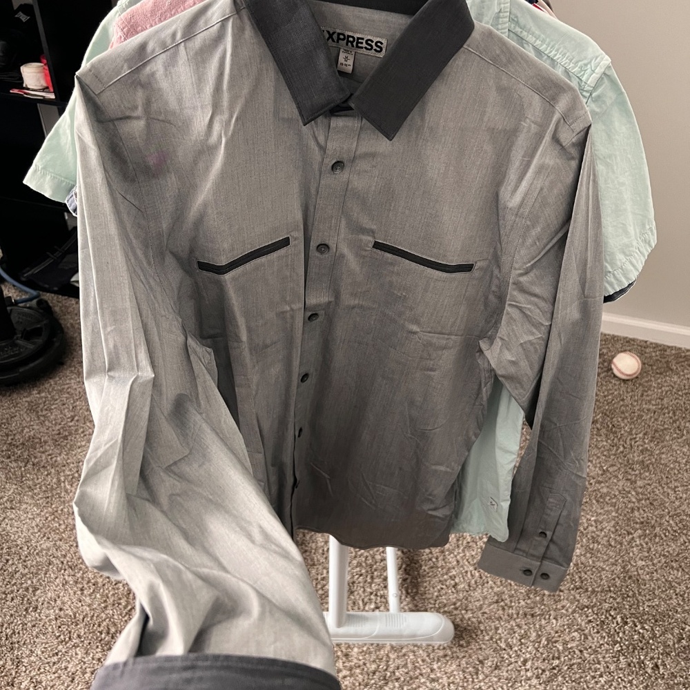 Express Long Sleeve Button Up - Size Medium - Gray - image 1